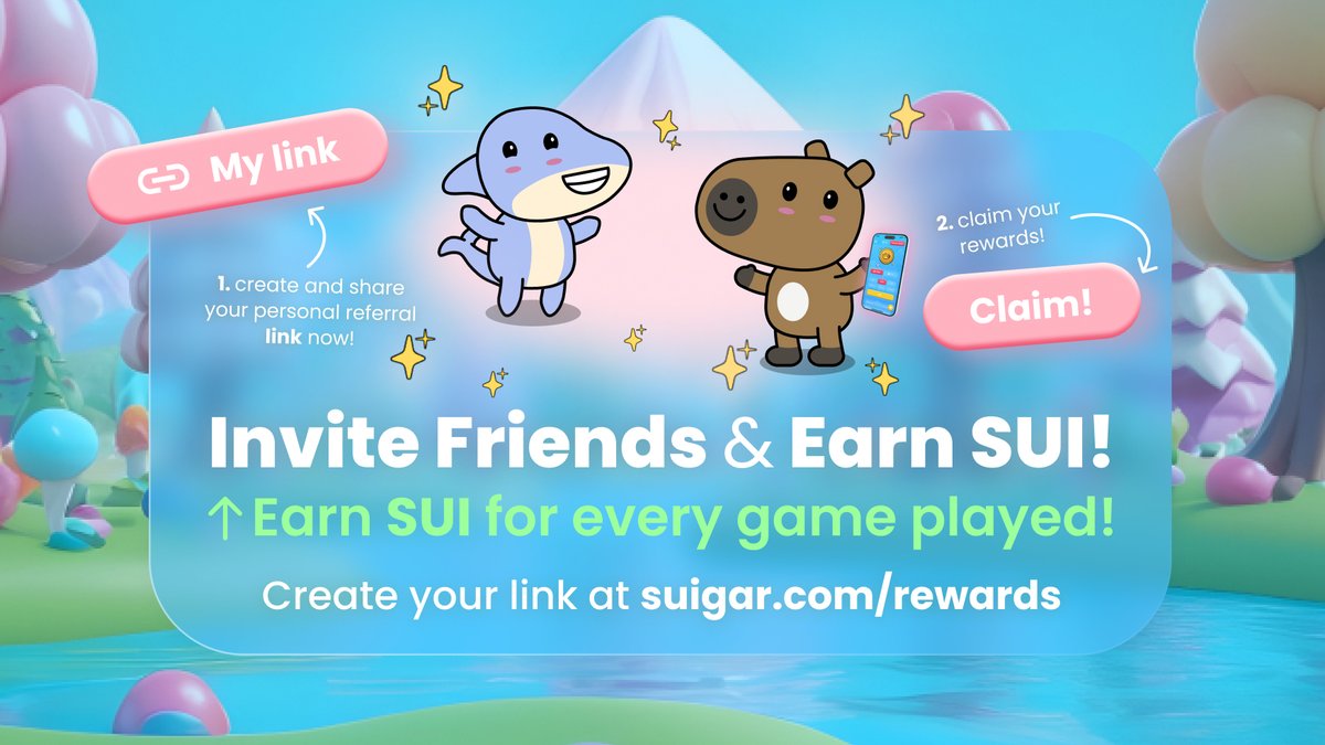 Hey Suigars! The Referral Program is LIVE! 🎉
Time to earn SUI by spreading the Suigar vibe! 💸

✨ Share your link &amp; earn rewards whenever your friends play!
👉 suigar.com/rewards

Drop your referral link in the comments below! Let’s gooo ⬇️