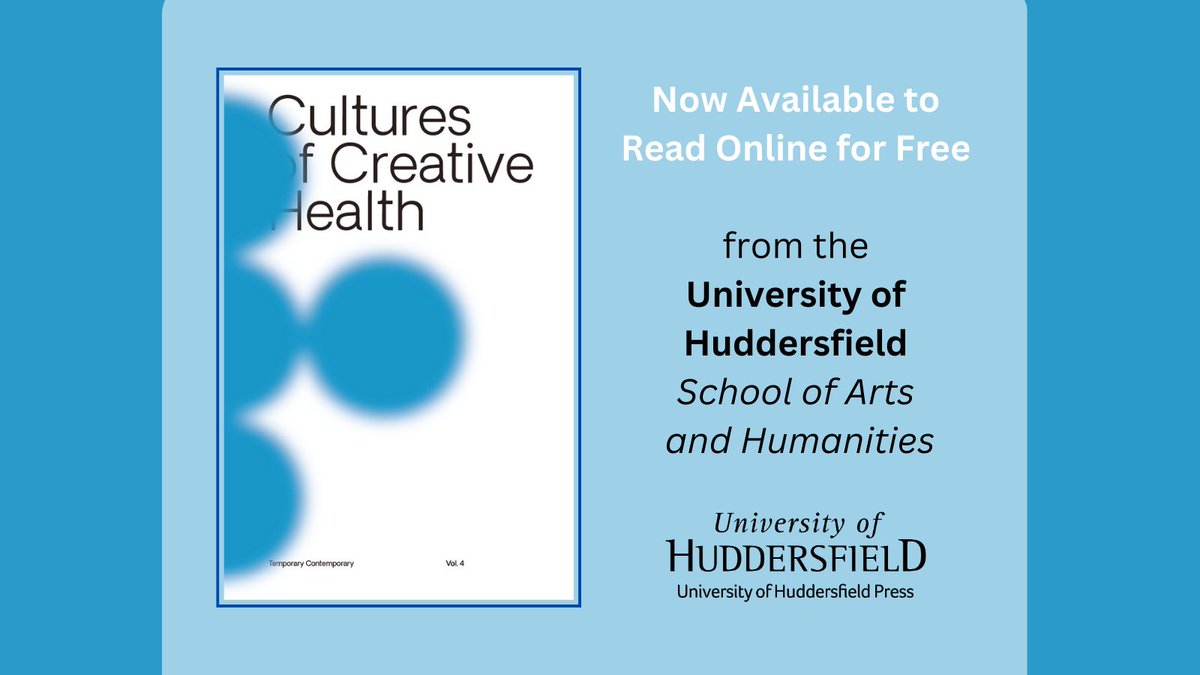 We're pleased to have supported the staff &amp; students of <a href="/HuddersfieldUni/">University of Huddersfield</a>  <a href="/AHHuddersfield/">A&H Uni Huddersfield</a>  to publish a third volume of 'Cultures of' research, this time focusing on Creative Health. It is now available to read online and download from our website.
#CreativeArts #CreativeHealth