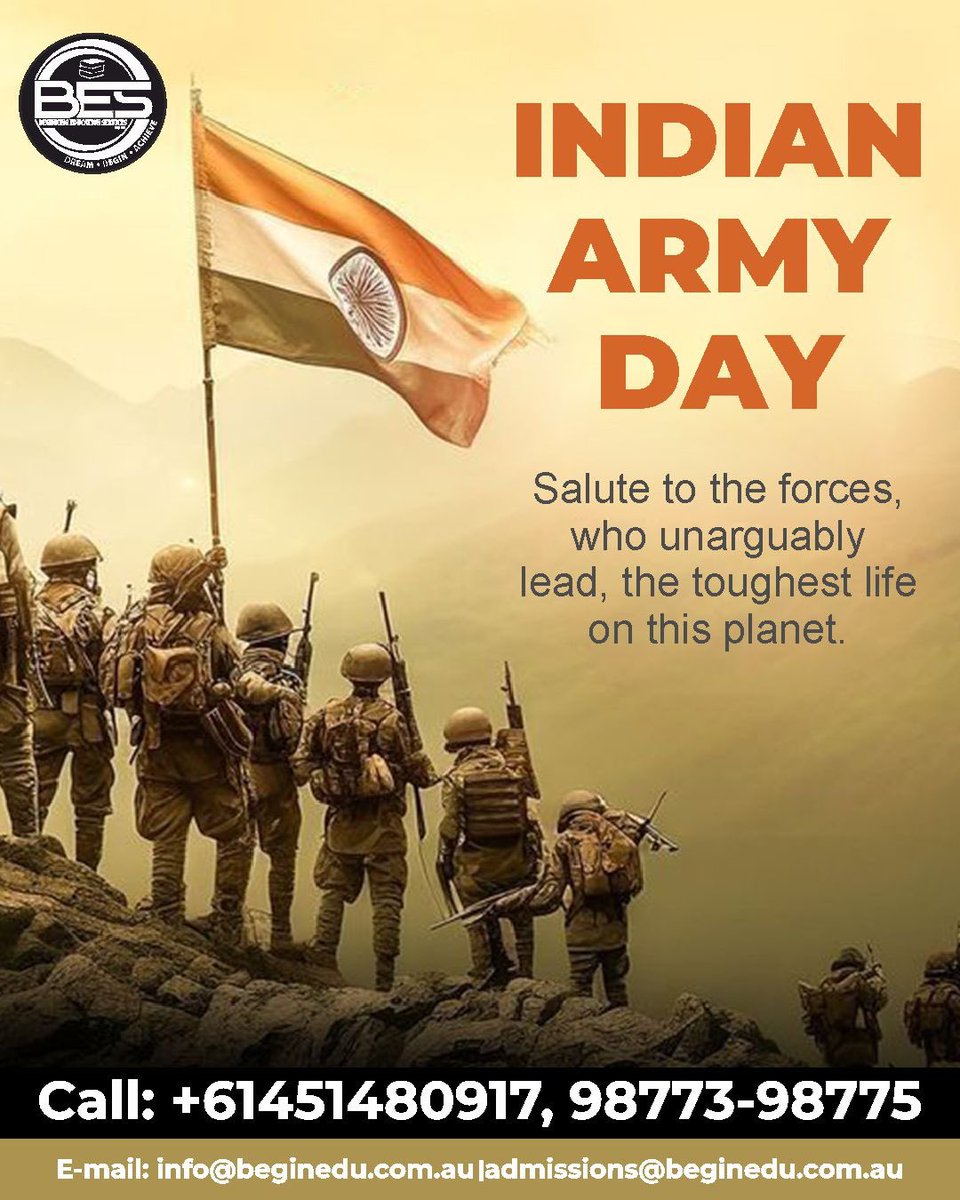 BeginEdu's tweet photo. Saluting the courage, sacrifice, and unwavering dedication of our heroes in uniform. On this #ArmyDay, we honor those who stand strong to protect our nation. Jai Hind!🙏💪

#IndianArmyDay #PrideOfIndia #ArmyDay2025 #ArmyDay #JaiHind #IndianArmedForces https://t.co/a5aYBaHSMK