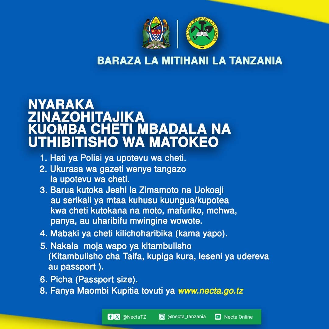 NectaTz's tweet photo. https://t.co/6n3awV50z0