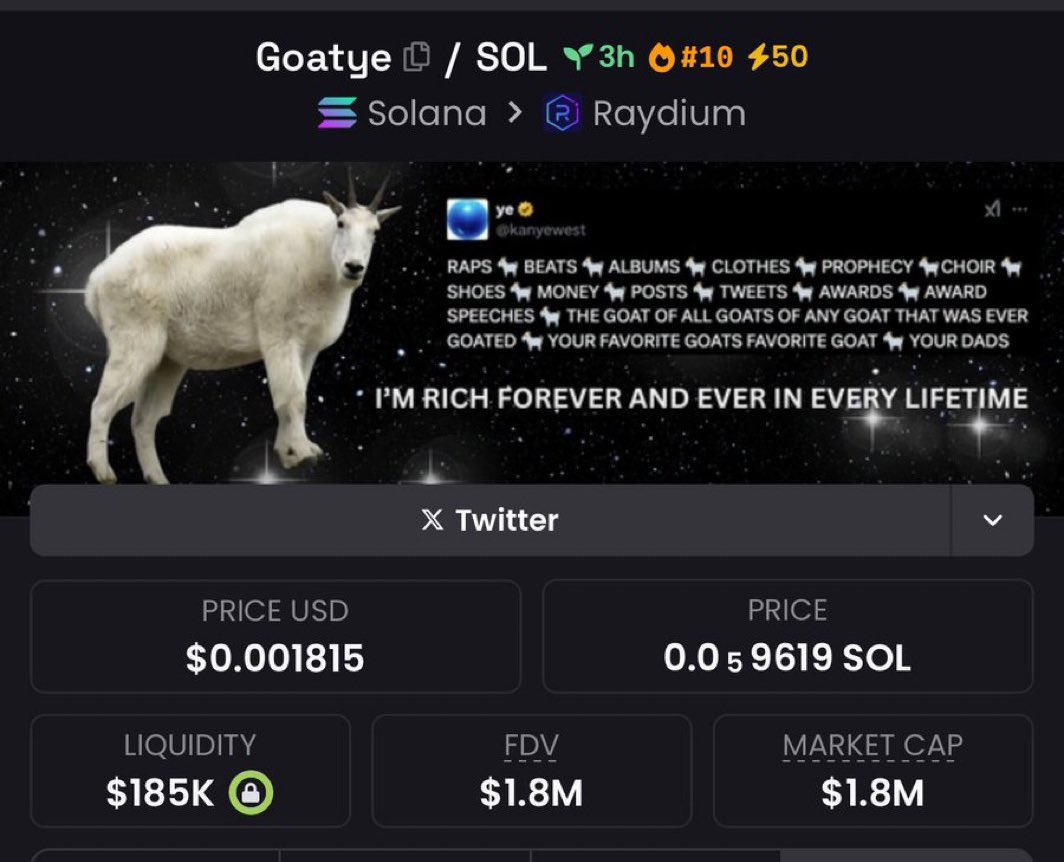 cryptowalker07's tweet photo. Massive congratulations to team Alpha
See you at the top guys
$Goatye at $1.8M on my private telegram 🚀🚀
$BUILD $FUSION $SONIC $nub $AICMP $PENGU $TETSUO $BUZZ $NEUR $TRUMP $DEUS #duckai #scat #dtj20 #mack #whouse #mvrs #MEMDEX #ovo #duck #THL https://t.co/5EXMetYc0v