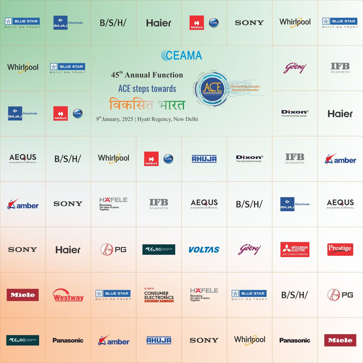 A big thank you to our Sponsors– @AequsPvtLtd, <a href="/DixonTech_India/">Dixon Technologies India Limited</a>, <a href="/GodrejAppliance/">Godrej Appliances</a>,<a href="/IFBAppliances/">IFB Appliances</a>, <a href="/PanasonicIndia/">Panasonic India</a>,<a href="/hafeleindia/">Hafele India</a>, <a href="/PGElectroplast/">PG Electroplast</a>,@RG, <a href="/myvoltas/">My Voltas</a>, <a href="/ahuja/">ahuja</a>,<a href="/MHI_Group/">Mitsubishi Heavy Industries</a>,<a href="/Prestige/">prestige</a>, <a href="/westway/">WESTWAY</a>, and <a href="/Miele_Press/">Miele & Cie. KG</a> for supporting CEAMA’s 45th Annual Function.