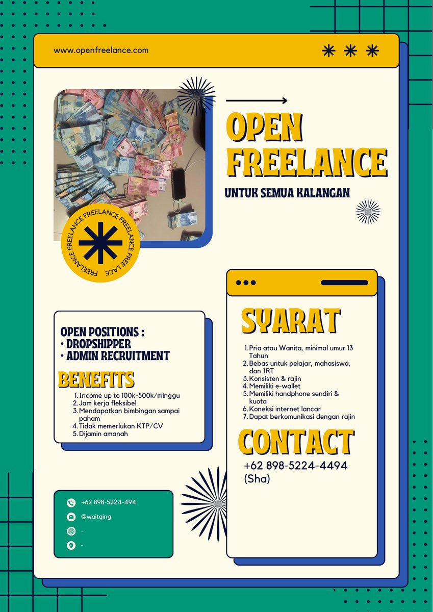 waitqing's tweet image. temen temen yang butuh loker bisa dm/wa aku yaaa, dijamin no scam! #zonauang️ #zonajajan #infoloker