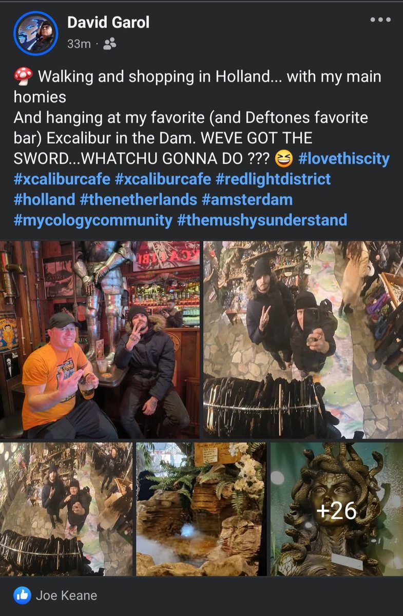 7THSUNx's tweet photo. 🍄 Walking in Holland with my main homies and hanging at my favorite (and @deftones) favorite bar in the Dam EXCALIBUR rock bar... #amsterdam #holland #thenetherlands #themushroomkingdom #excaliburcafe #onelife https://t.co/zxBuF34p68