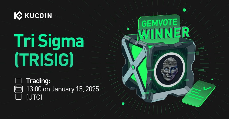 kucoincom's tweet photo. 📢 The community has spoken!

@tri_sigma_ $TRISIG emerges as the winner of #GemVote Phase 12 and is now listed on #KuCoin!

Listing details below ⬇️