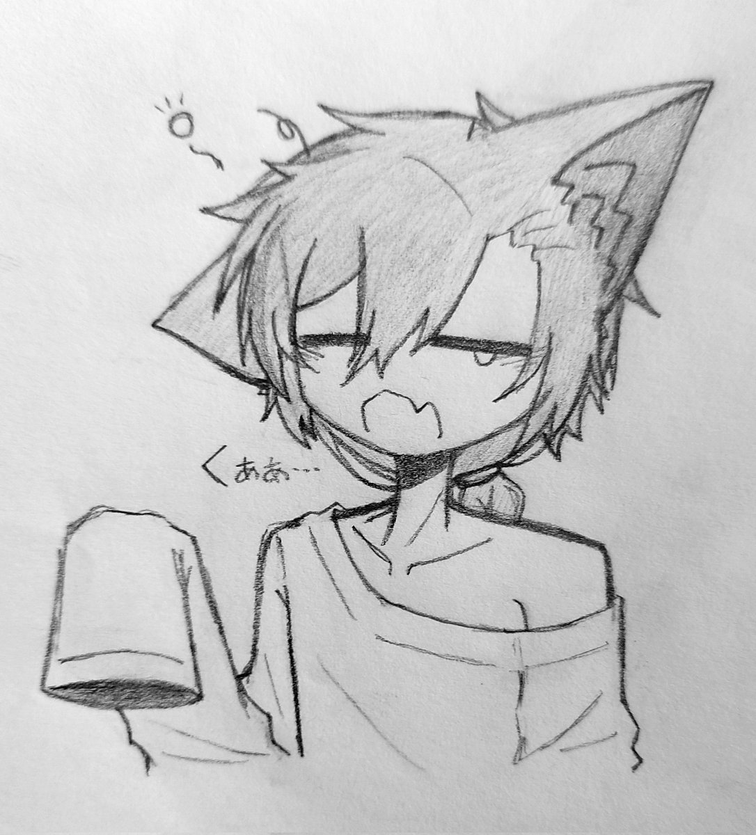 finilasuto's tweet photo. 寝起き #オリキャラ #イラスト練習中 #落書き  #アナログ https://t.co/eg3EdVTXot