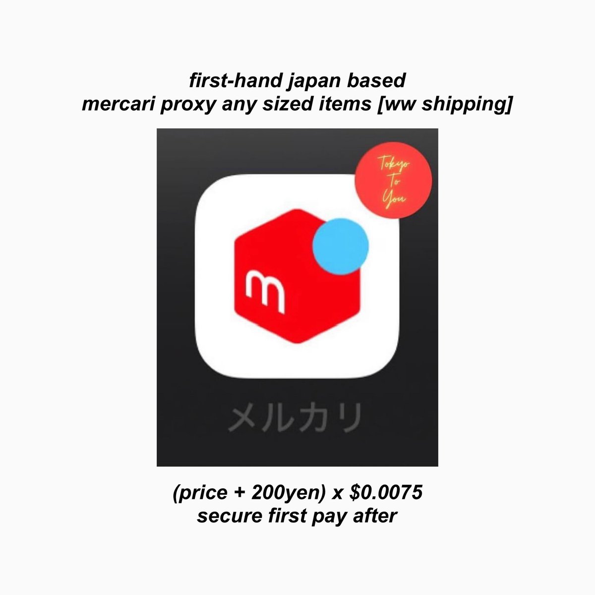 TokyoToYou's tweet photo. MERCARI JAPAN PROXY SERVICE📦🎌

𖤐 secure first pay after
𖤐 fees including warehouse service, repackaging, etc

check 👇🏻 &amp; notion for details
proofs in instagram @ bio 🙇‍♀️ https://t.co/g8d3P6gFFW