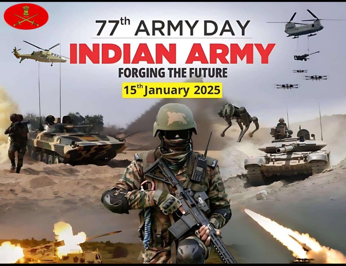 RiseKashmir's tweet photo. Here’s a thoughtful quote you can use for an Army Day tweet:
"Saluting the brave hearts who guard our nation with courage and dedication. Their sacrifices make our freedom possible. Happy Army Day!"
@NorthernComd_IA @KupwaraTerriers @ChinarcorpsIA @adgpi https://t.co/WVyYSnVGin