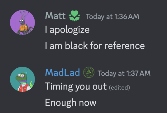 Vaerzh's tweet photo. 🚨 THREAD: 🚨

I want to bring attention to something that happened recently in the @overlord_xyz Discord that highlights some serious issues

As someone who was having fun and engaging with the community, I was suddenly banned by one of their mods, and the reason was shocking. https://t.co/5NC9U57kA9