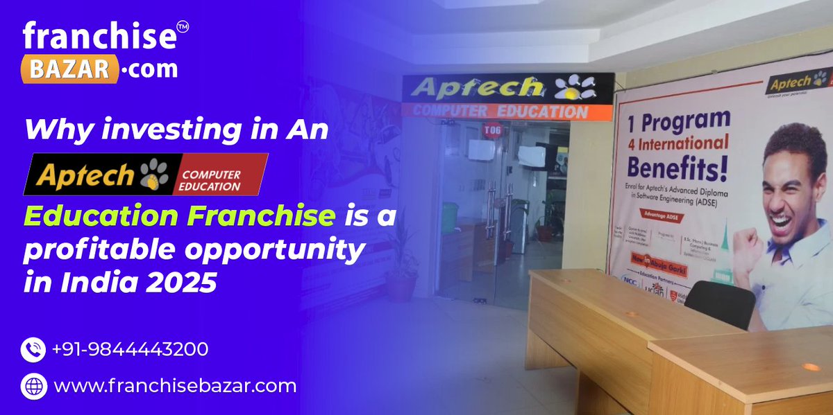 FranchiseBazaar's tweet image. Shape the future while securing yours! 📚💼 

Invest in an Aptech Education Franchise—a leading brand in the education sector. Tap into this lucrative opportunity in 2025 

Learn more: franchisebazar.com/blog/invest-in… 

#EducationFranchise #Aptech #Franchise