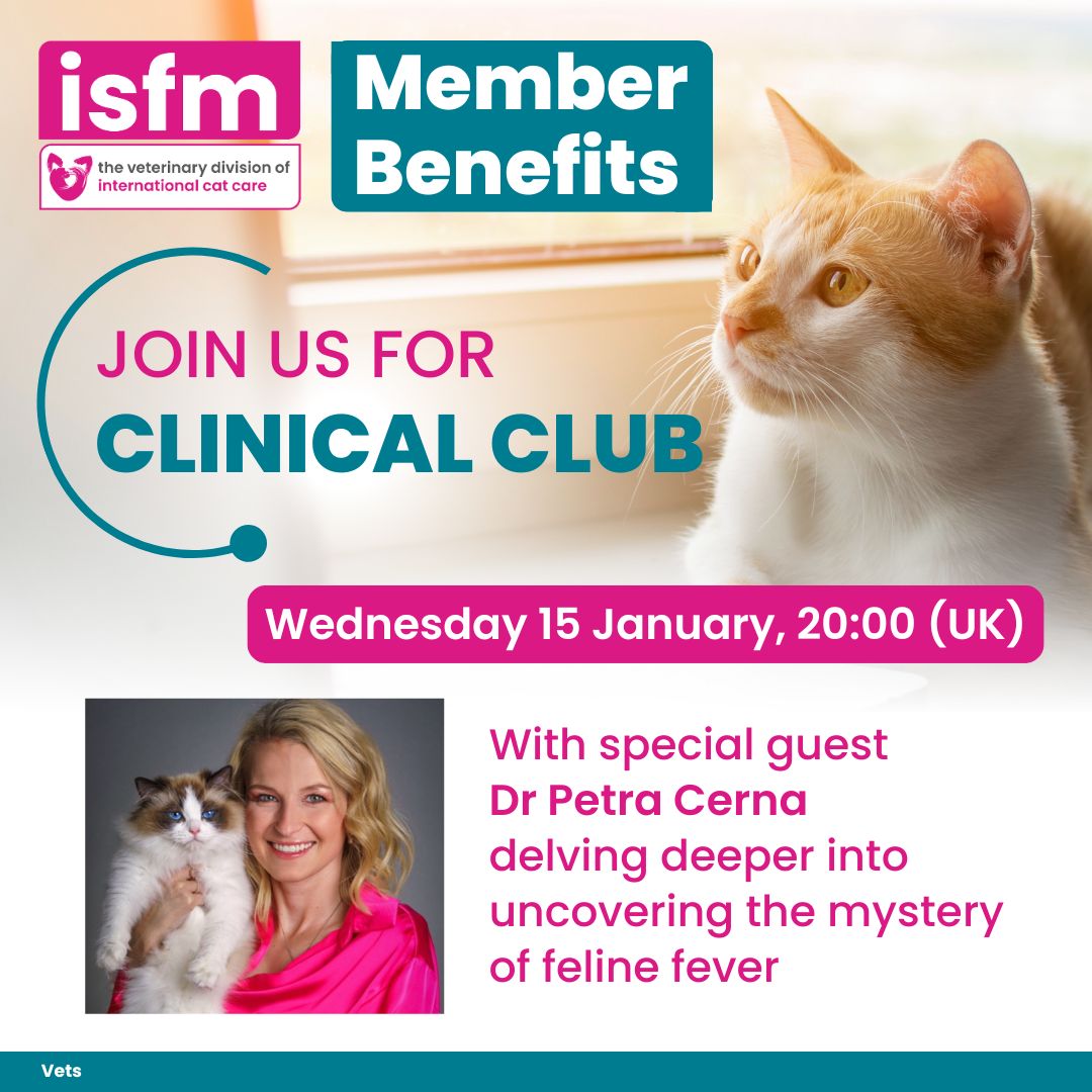 Vet members 🩺  #ClincalClub is tonight at 8pm (UK). Petra Cerna returns to further uncover the mystery of feline fever following last week's webinar. ☕️ Grab a drink and bring your questions! Check your emails or the forum for how to join. 📧