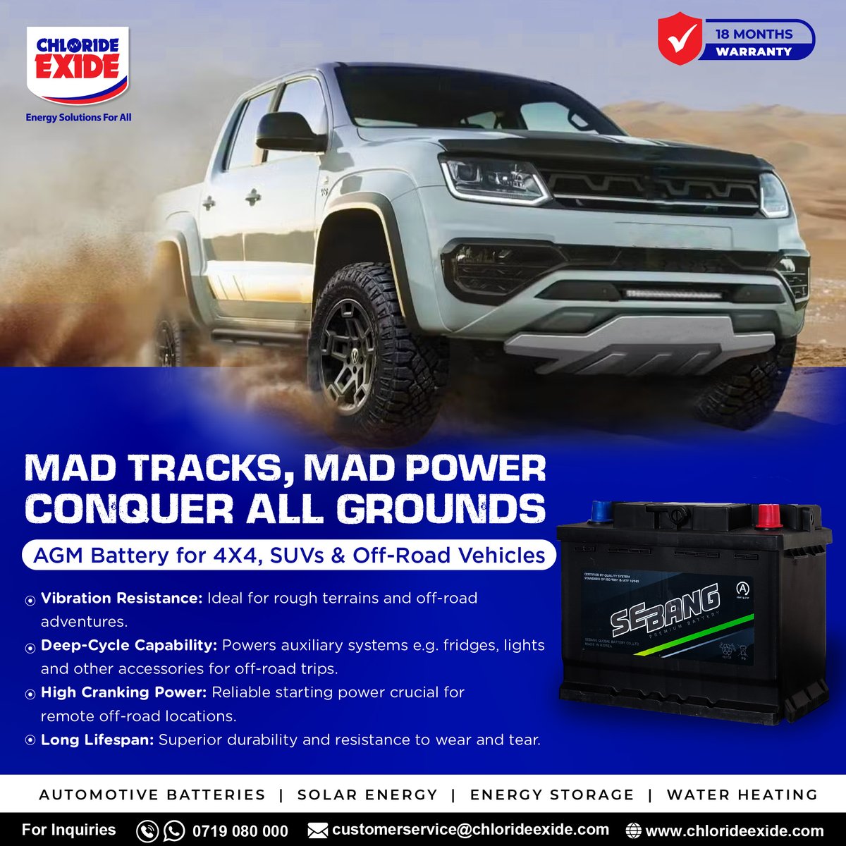 chlorideexide's tweet image. Who said there’s no fun to be had in January?  Dive into mud and take on rugged terrains 🛞🗺️

Power-hungry vehicles meet ultimate power in Sebang AGM Battery 💪

Call/WhatsApp 0719 080 000 to get one today!

#ChlorideExide #CarBattery #AutomotiveBattery #Adventure