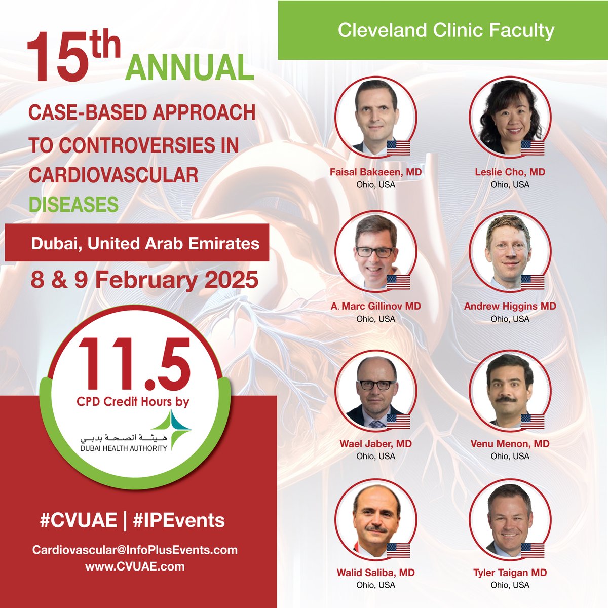 CVConfUAE's tweet image. Learn from Cleveland Clinic Experts!

Take advantage of the U.S. Cleveland Clinic faculty’s expertise on Cardiovascular Diseases!

Reg now @ bit.ly/CVUAE2reg

#Cardiology #HeartHealth #IPEvents #CVUAE2025
