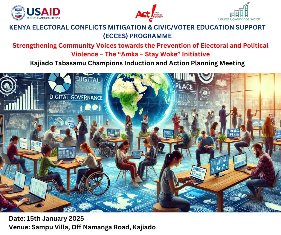 CGW_Kenya's tweet photo. KAJIADO TABASAMU CHAMPIONS INDUCTION MEETING, JANUARY 15, 2025.
The meeting focuses on the role of digital media in Peacebuilding, Conflict mitigation, Civic/Voter education, and effective communication.
#DefendMyFuture
#AMKA
#staywoke
#Amkastaywoke https://t.co/vrT0kB1Cg2