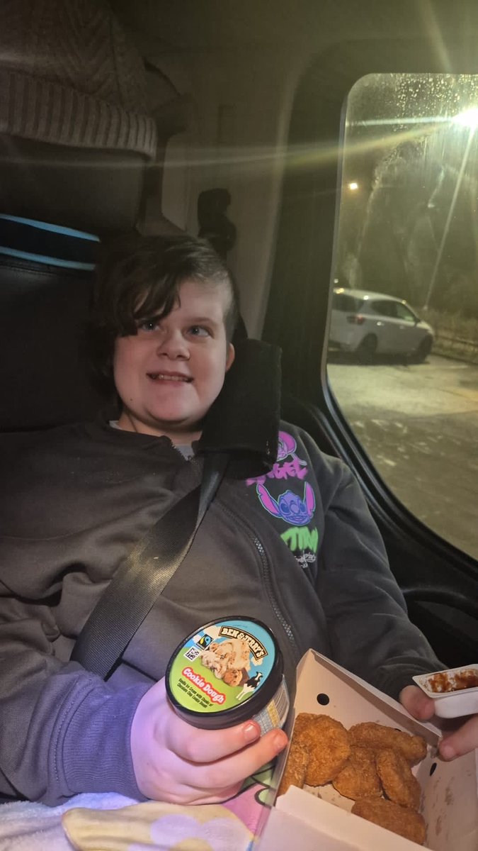 It was a late discharge from Hospital but everything went very well. The Surgeons and Doctors were Very happy.

As a true trooper, Summer woke up and very soon was eating and drinking to get herself ready to go home. 

What's Better than a Burger King treat with Ben &amp; Jerry's 😁