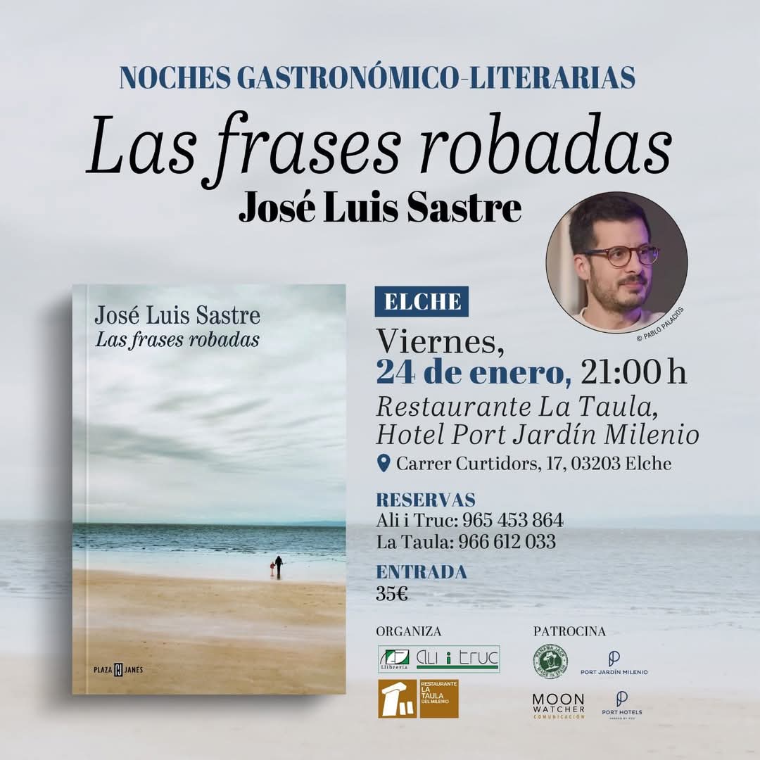 El próximo viernes 24 de enero tendremos el gustazo de cenar con <a href="/jl_sastre/">José Luis Sastre</a> en nuestras veladas gastronómico-literarias para hablar de su #óperaprima #Lasfrasesrobadas, una #novela que no os podéis perder, un debut con el listón muy alto. Reserva ya, ¡nos quedamos sin plazas!