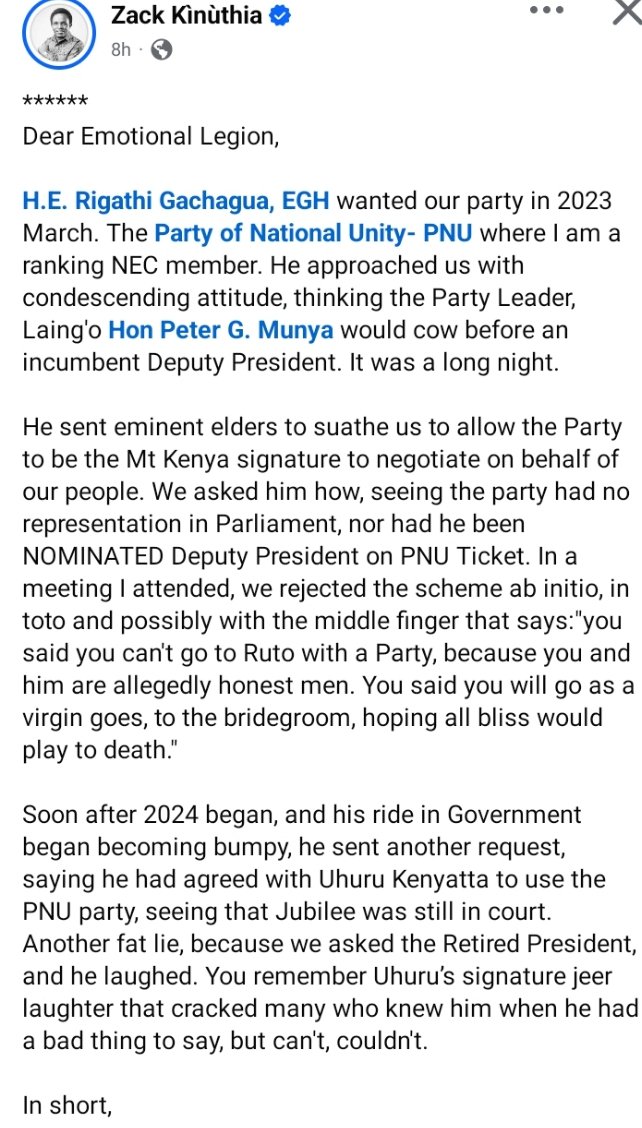 Gideon_Kitheka's tweet photo. Kenyans often let emotions cloud their judgment without critically examining the facts. Zack Kinuthia has clearly revealed the truth– Rigathi Gachagua and Justin Muturi are behind the push to remove Noordin Haji, all in an attempt to destabilize the nation.
But rest assured, their schemes will not succeed.