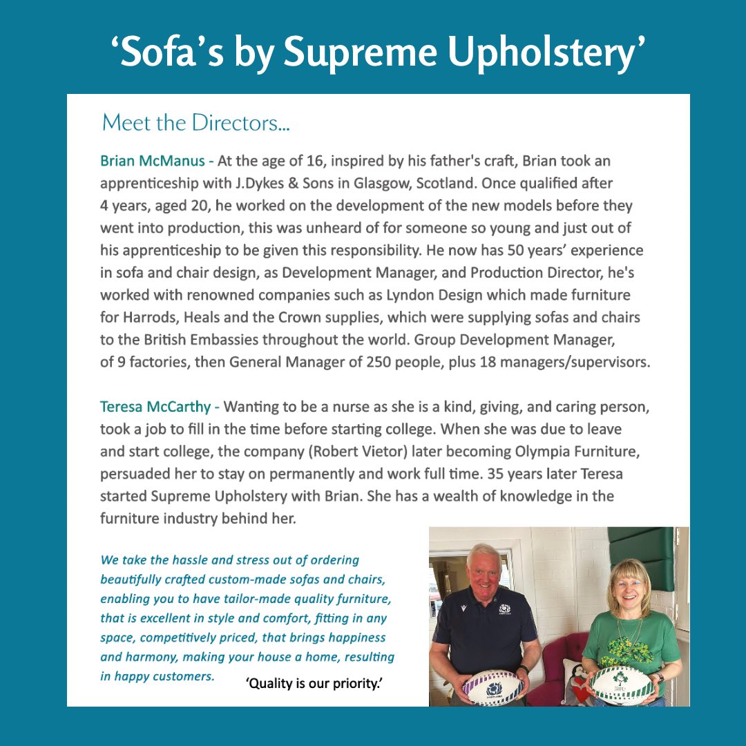 Meet the minds behind our craft! 🛋️✨ Our directors bring decades of expertise and passion to every piece we create. Follow along as we share their journey #Altrincham #AlderleyEdge #Manchester #Stockport #Cheshire #Hale #CheadleHulme #Wilmslow #UpholsteryExperts #MeetTheTeam