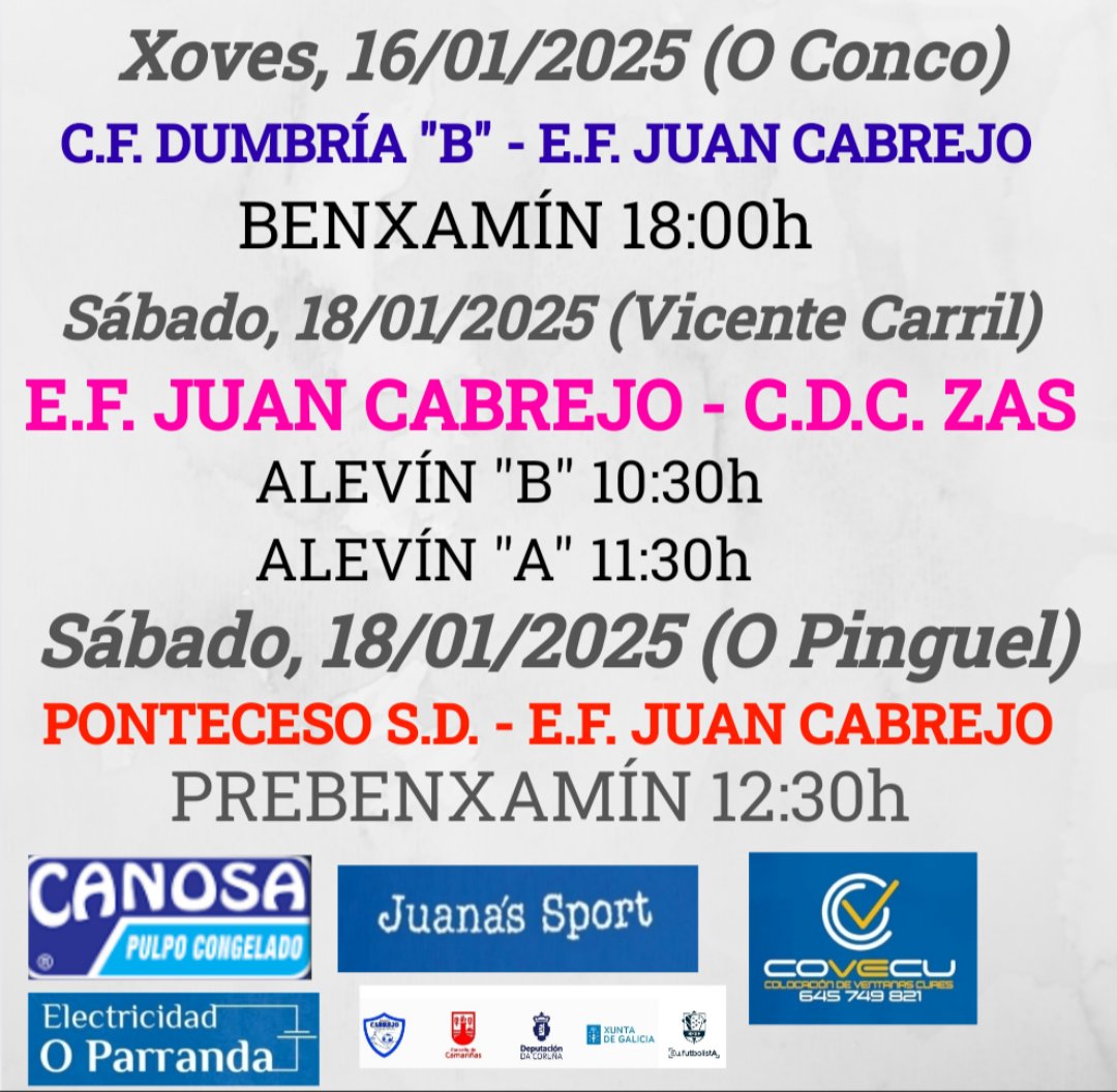 EscolaCabrejo's tweet photo. O F-8 comeza mañá co noso #Benxa en Dumbría! ⚽🥅
O resto, na xornada do sábado! 💪💙
#EscolaCabrejo #ConcelloDeCamariñas https://t.co/i9iRcJkHil