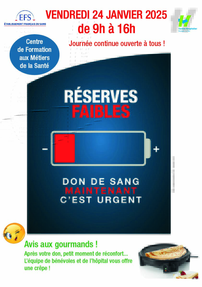 CHBoulogneMer's tweet photo. Don du sang organisé au CFMS le 24 janvier 2025 de 9h à 16h 🩸.
Ce don est ouvert aux agents du CHB mais également au grand public !
Avis aux gourmands : après votre don, une petite collation est prévue !
▶️https://t.co/SjfGwOqXqf https://t.co/GcZaP0q4pf