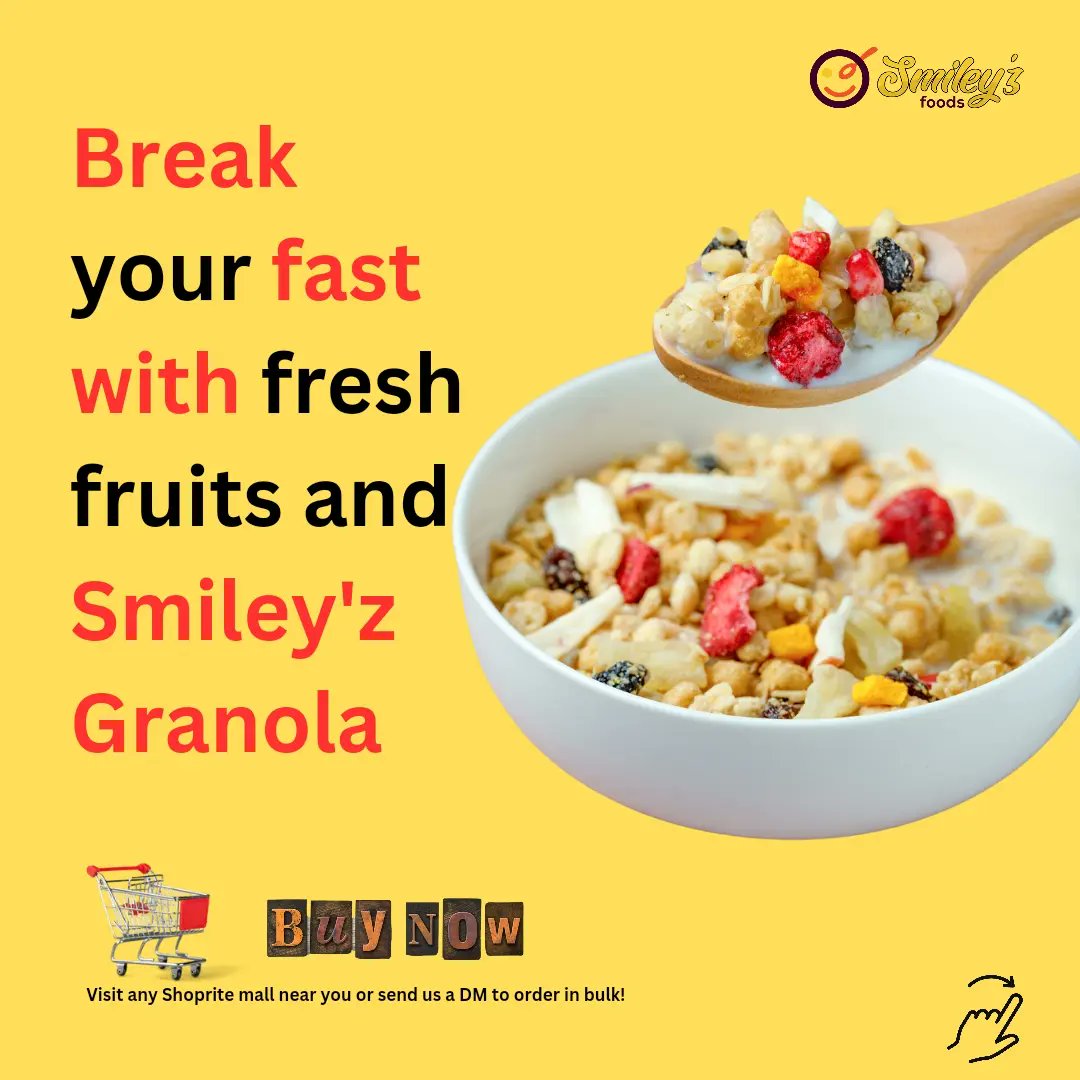SmileyzFoods's tweet photo. Start your day the Smiley’z way! 

Our granola is perfect for a quick, delicious bite before you take on the day. 

Why wait? Order yours now and make every morning a Smiley’z morning!

#smileyzfoods #breakfastrecipe https://t.co/iXcUujzNoI