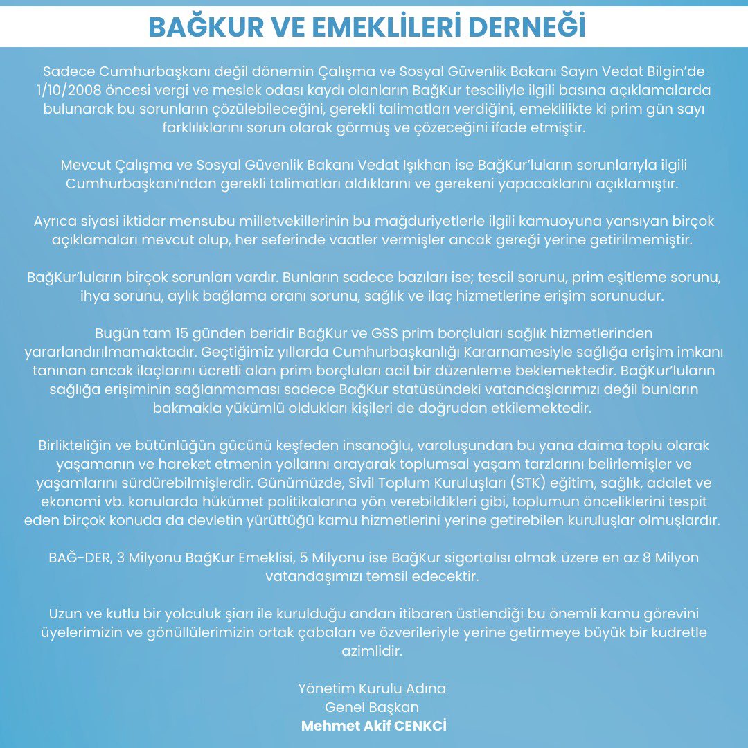 ma_cenkci's tweet photo. Basın ve Kamuoyunun Dikkatine❗️

#BağKur #BağKurTescilMağdurları 
#BağKurPrimEşitleme #BağKurİhya #BağKurMağdurları #BağKurEmeklileri https://t.co/cxpPUmTXYD