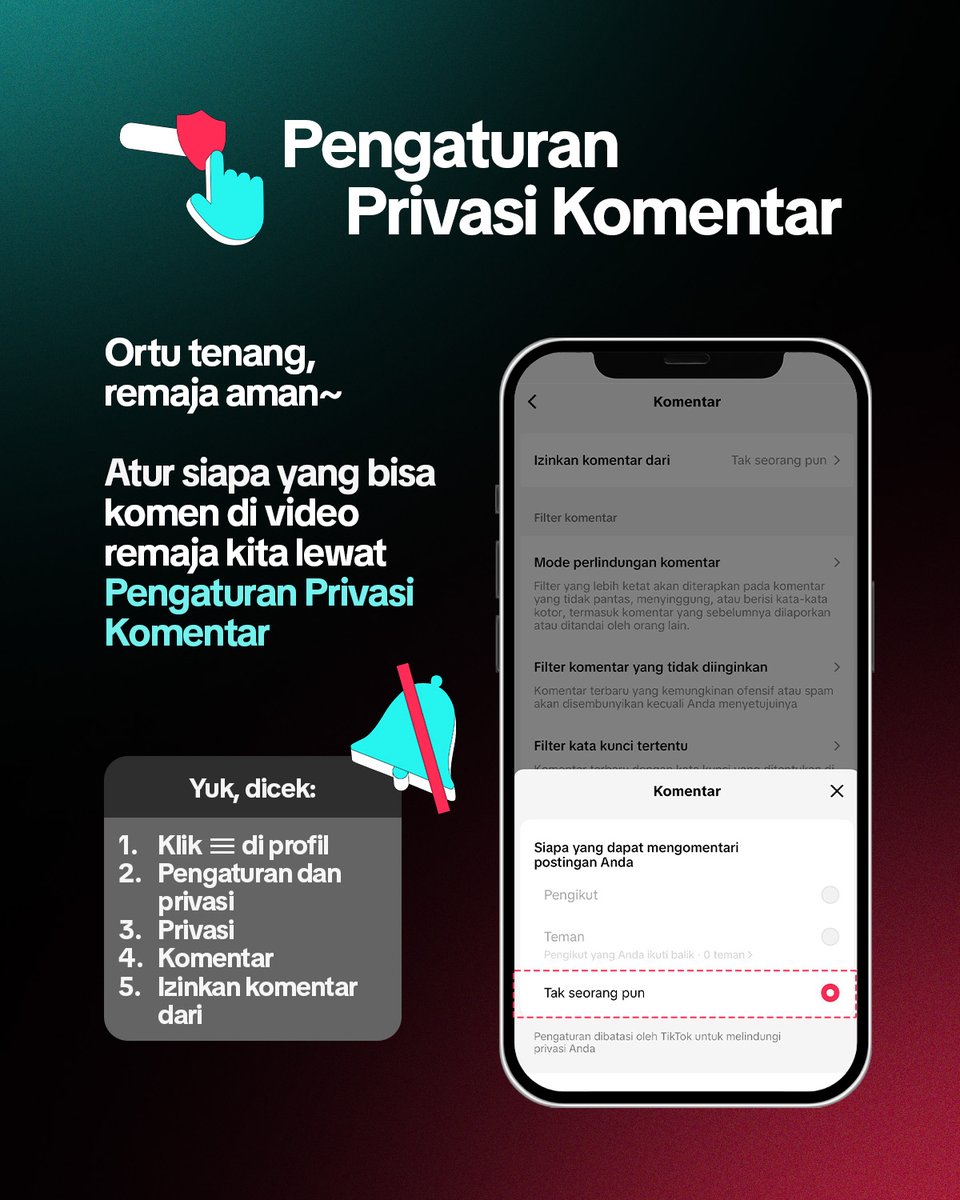 Ini cara mudah jaga keamanan remaja di TikTok! Kalo udah coba, komen di bawah ya 🙋‍♀️🙋‍♂️

Yuk, #SalingJaga dan dukung keamanan remaja di TikTok! 🌹

#TikTokIndonesia