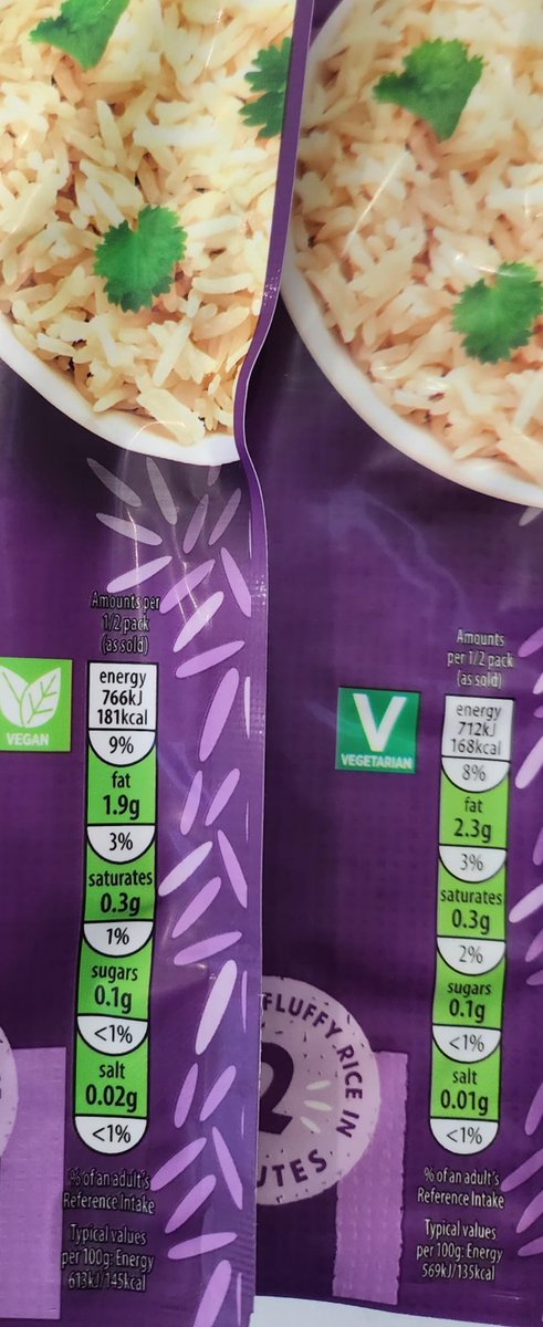 DonnaPower's tweet photo. Riddle me this @Aldi_Ireland . Why do 2 identical packets of rice have different calories? https://t.co/IKRRtYdFsY