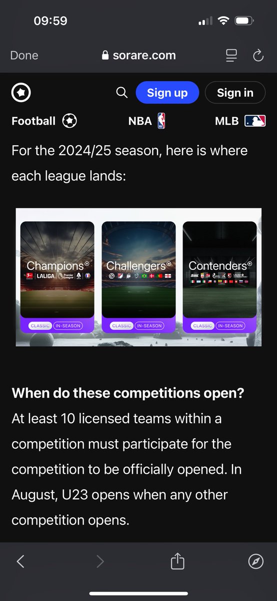 ShaunSorare's tweet photo. I must have had a really good sleep last night, so much so that it’s now June and the competition eligibility on Sorare for the regions can now be changed in February, not before the season in Europe starts. 

Brazil, Championship and MLS cards are in 3 separate regions now. https://t.co/c9gm0LQq1H