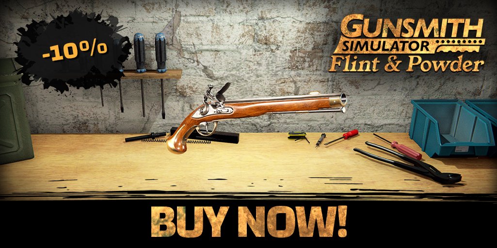 GameHuntersDev's tweet photo. New stock for a flintlock! Get your hands on the latest Flint & Powder #DLC. The perfect addition to your black powder arsenal. ๐จ
Now with a 10% discount! https://t.co/P4kaZf2IP9
#FlintAndPowder #BlackPowderWeapons #GamingDeals #gaming #gamedev #indiewatch #gunsmithsimulator https://t.co/Y4IX97lezv