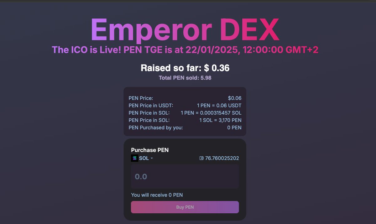 emperoronbnb's tweet photo. The ICO is officially LIVE! 👉 https://t.co/q7PDptOnye

Don’t miss out — participate now and help us take Emperor DEX to the top! 💥 

We're aiming for the #1 spot globally (that's a potential x40 from the initial FDV).

Plus, we’ve got a special surprise coming for our ICO investors later today. Stay tuned! 👀🔥
