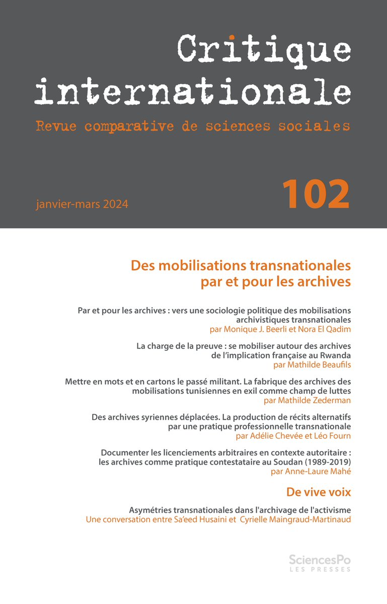 Presses Sciences Po (@editionsscpo) on Twitter photo #Histoire🗓️29 jan. 18h I Rencontre <a href="/CritiqueIntle/">Critique Internationale</a> : « Des mobilisations transnationales par et pour les archives » cc <a href="/EliseMassicard/">Elise Massicard</a> (<a href="/CERI_SciencesPo/">CERI Sciences Po</a>), @BeerliMonique (<a href="/GSI_UNIGE/">GSI — UNIGE</a>), <a href="/AdelieChevee/">Adélie Chevée</a> (<a href="/Mucem/">Mucem</a>, @univamu), <a href="/ScPoResearch/">Recherche SciencesPo</a>
🔜Je m'inscris : sciencespo.fr/agenda/ceri/fr… #Histoire🗓️29 jan. 18h I Rencontre <a href="/CritiqueIntle/">Critique Internationale</a> : « Des mobilisations transnationales par et pour les archives » cc <a href="/EliseMassicard/">Elise Massicard</a> (<a href="/CERI_SciencesPo/">CERI Sciences Po</a>), @BeerliMonique (<a href="/GSI_UNIGE/">GSI — UNIGE</a>), <a href="/AdelieChevee/">Adélie Chevée</a> (<a href="/Mucem/">Mucem</a>, @univamu), <a href="/ScPoResearch/">Recherche SciencesPo</a>
🔜Je m'inscris : sciencespo.fr/agenda/ceri/fr…