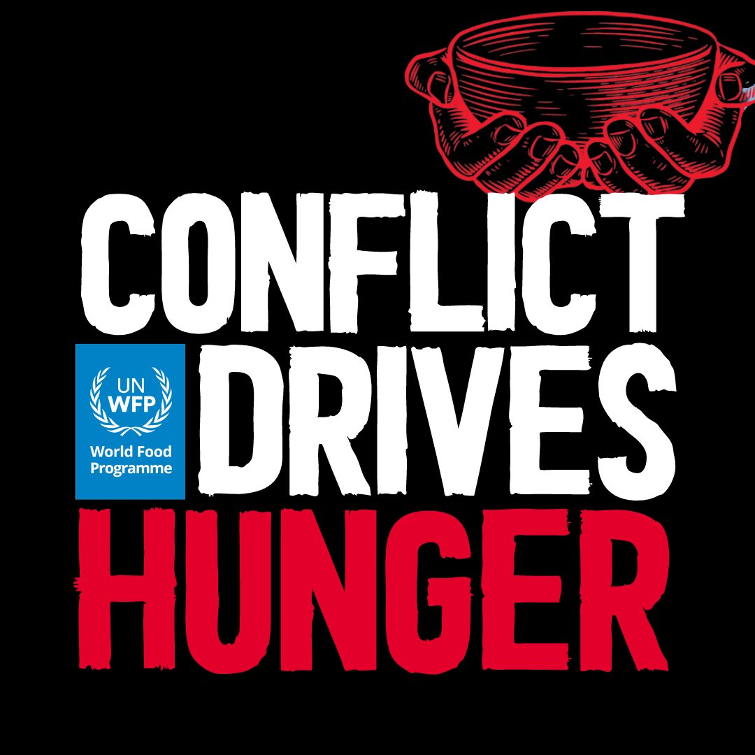 WFP's tweet photo. Sudan. Gaza. Yemen. Myanmar.

Conflict is the main driver of hunger in most of the world’s food crises today.

Food insecurity worsens when fighting drives large numbers of people from their homes, and when it restricts access to life-saving assistance. https://t.co/FIsbJOUsKu
