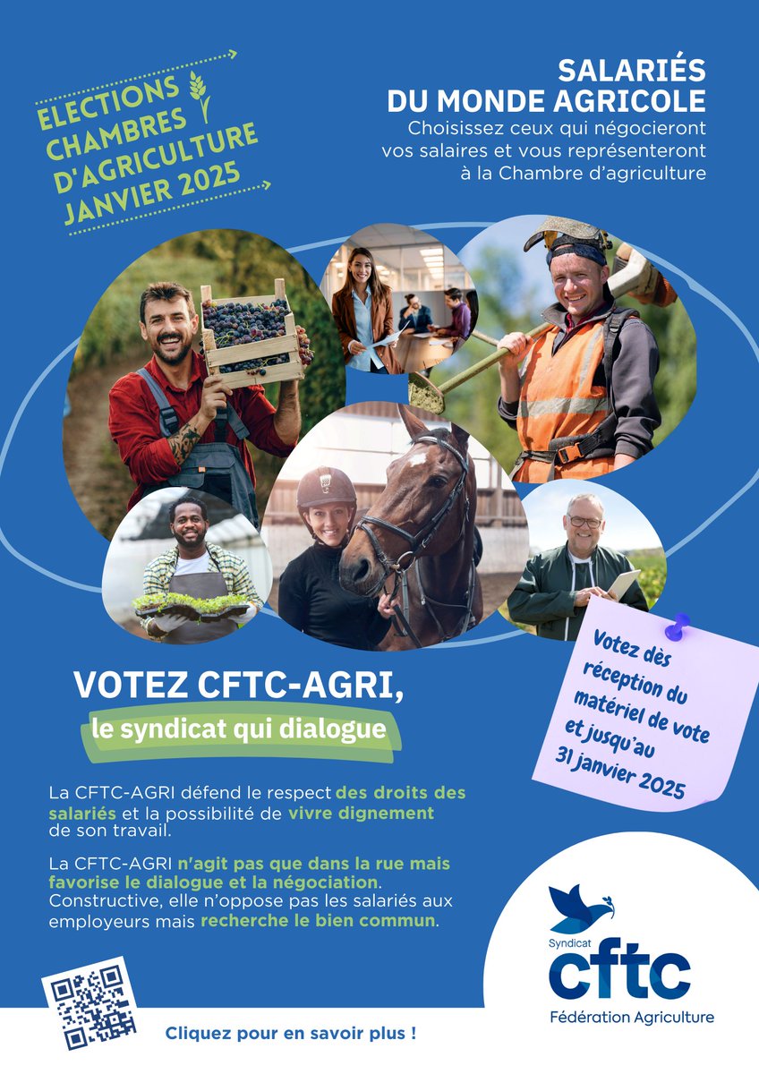 Les élections Chambre d'agriculture commencent aujourd'hui, votez #cftcagri, la voix des salariés.
cftcagri.fr/actualites/ele…