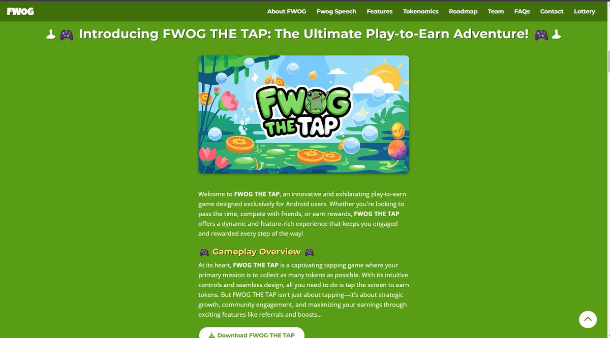 FwogBSC's tweet photo. Our fwog tap app is now available on website which you can easily download and know more info about BSC Fwog . come and join us and play to earn $FWOG token.
#airdrop #playtoearn #bscgemalert #Fwogbsc #bscwhales #Binance https://t.co/0BxzolwSXY