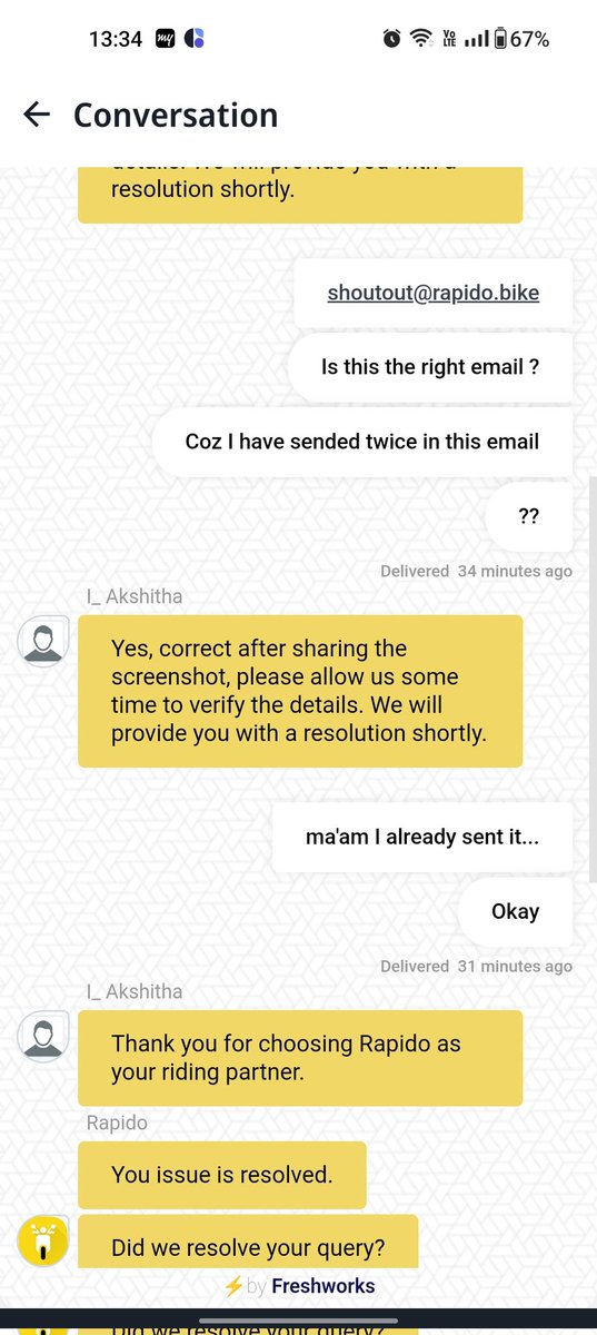 ct_inoxy's tweet photo. @rapidobikeapp
@RapidoCares I've been trying to get my issue resolved, but your customer care hasn't been helpful or responsive. Please address this on priority! #Rapido #CustomerSupport #NeedHelp"

! https://t.co/5v9wznLqyW