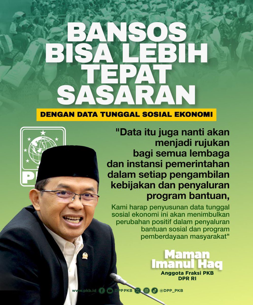 Bansos bisa lebih tepat sasaran berkat Data Tunggal Sosial Ekonom yang ini merupakan—inisiatif strategis Gus Menko <a href="/cakiminow/">A Muhaimin Iskandar</a>. 

Dengan data ini, kebijakan dan penyaluran bantuan sosial menjadi lebih efektif dan berdampak positif bagi masyarakat. 💡  <a href="/kangmaman72/">Maman Imanul Haq</a>