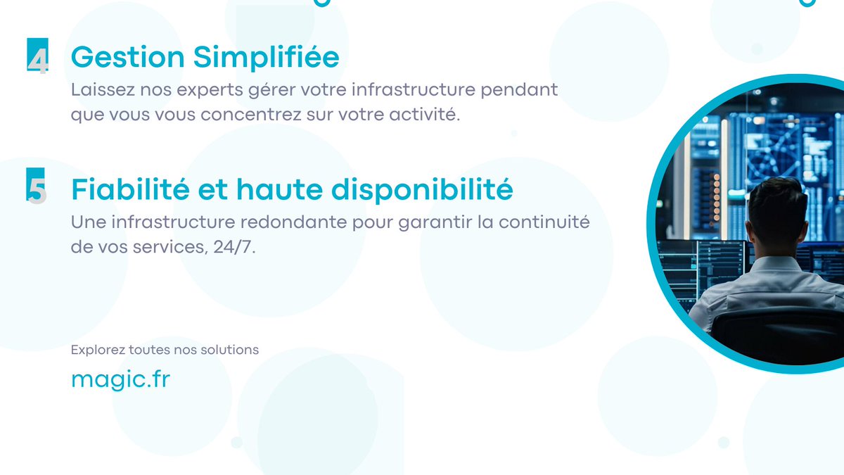 Découvrez les atouts de l'hébergement serveur dédié : une infrastructure sur mesure, flexible et hautement sécurisée, parfaitement adaptée à tous vos besoins professionnels. 💻🔒

#MagicOnline 
#HébergementDédié
#HébergementManagé