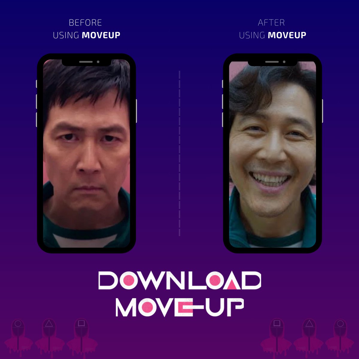 MoveUPapp's tweet photo. You're not you when you're not using MoveUP. 🏃♂️💰 Step up, move more, and start earning today!
#MoveToEarn #MoveUP #StayYou #SquidGame #SquidGame2 #오징어 #靴変態 https://t.co/LhMl0EeNfR