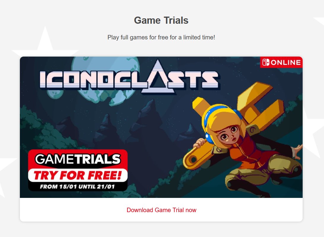 You can try out Iconoclasts for free if you're part of Nintendo Europe! If you like it, tell your friends 🔧