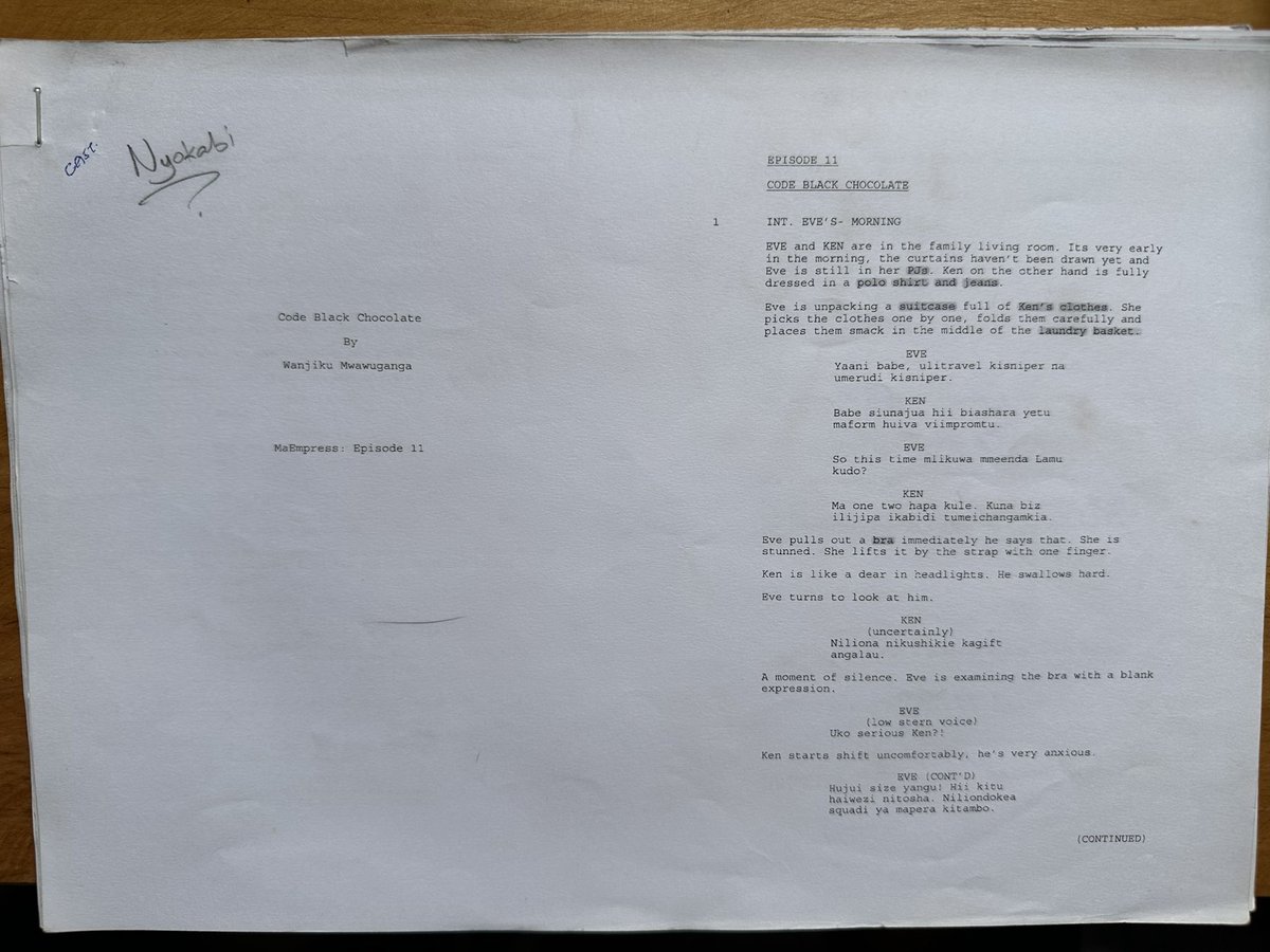 nyokafimacharia's tweet image. One thing y’all will enjoy about #NyokabiAtTen is seeing all my scripts with my notes as an actor from the shows I have been on. Which show hace you watched? This one is for the OG Nyokabi fans. 
Can’t wait for y’all to experience this in August!
