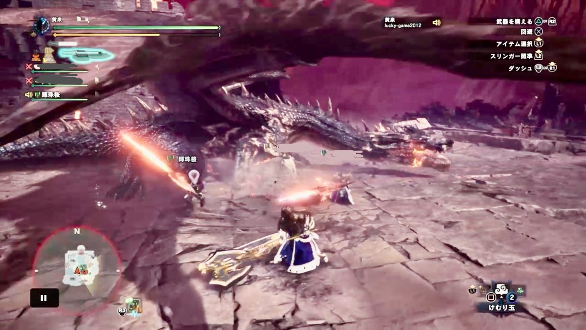 yoshi_lucky27's tweet photo. お初の、さくらてるたまさんの(@05happy_blossom )YouTube配信にお邪魔しました！！

ミラボに4人、スラアクだと常にパンパン鳴ってる‼️

#モンハンワールドアイスボーン 
#MWIB 
#モンハン部 https://t.co/crMVzoumGY