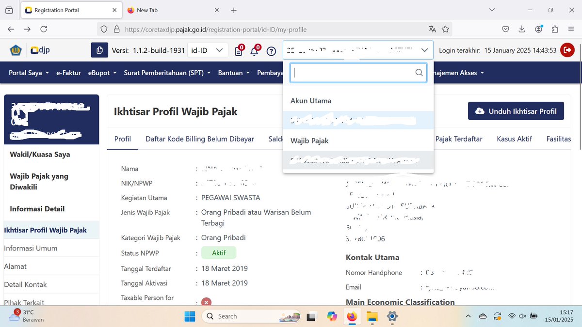 RynaWd's tweet photo. @kring_pajak Saya kmrn ke KPP, petugas sdh cek poin 1, 2,3.., namun tetap tidak berhasil masuk impersonate wp badan, kata petugas kpp problem dari server pusat, dan saya dsrh cek berkala.. bagaimana solusinya?? https://t.co/cw8FuCuQXl