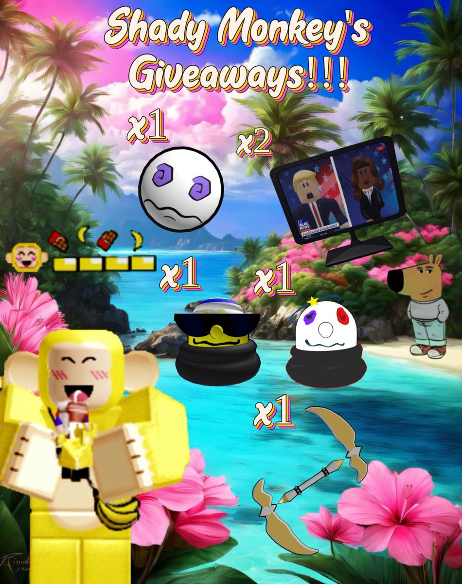 💫Big Giveaway💫
6 Winners‼️: 
Req Below
•Follow <a href="/shady_castro/">💛🐵Shady Monkey🍫✨</a>, @MarcoVanba37200, &amp; <a href="/Eggbloxito/">Eggbloxito</a> 
•Like 👍🏽&amp;♻️ Repost
•No Proof Just Comment "🥌"
•Ends In 2 Days⏳