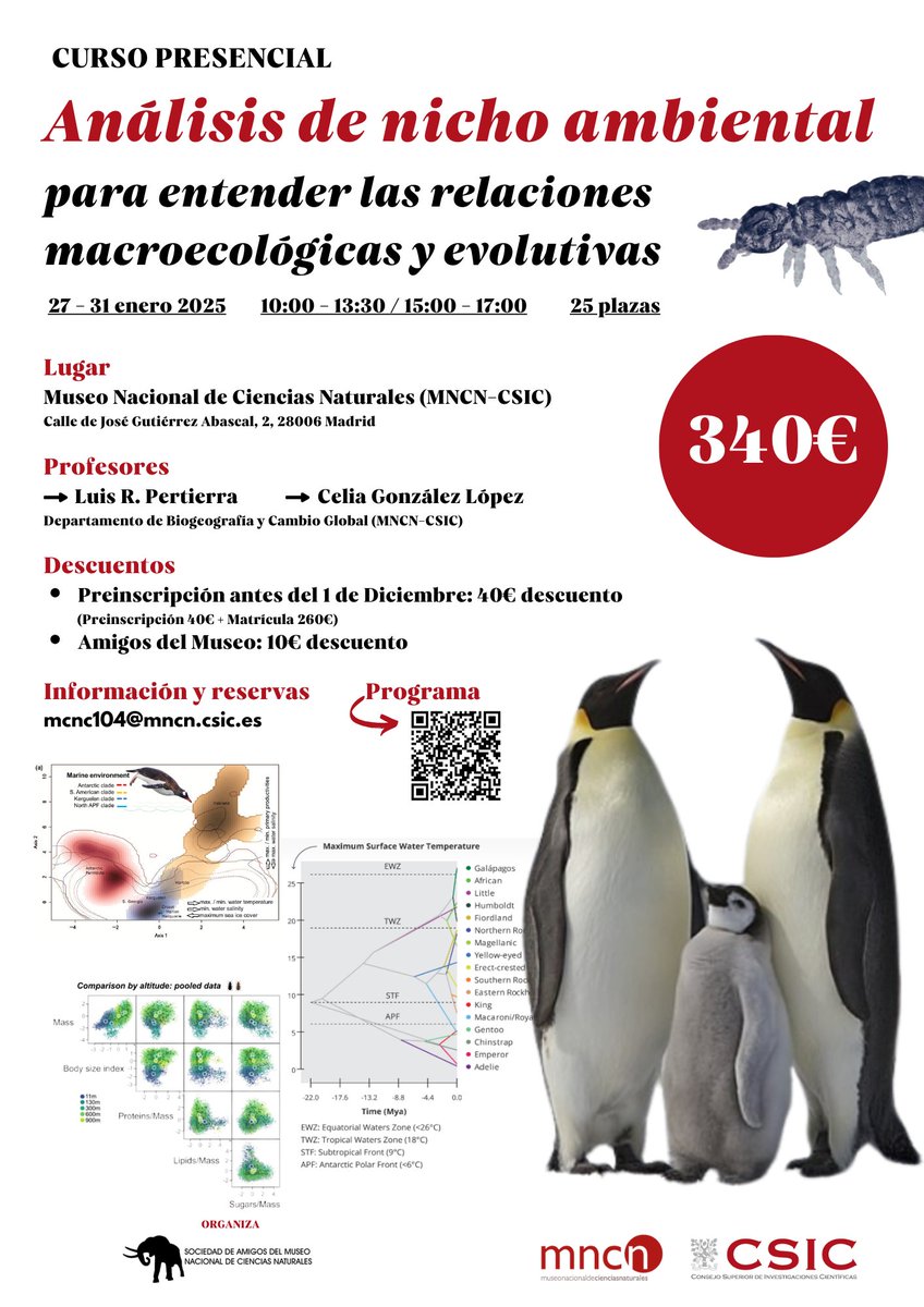 Museo Nacional de Ciencias Naturales (@mncn_csic) on Twitter photo #formacionMNCN 'Análisis de nicho ambiental para entender las relaciones macroecológicas y evolutivas'.
👨💻<a href="/luisrpertierra/">Luis R. Pertierra</a> y Celia González
📆 Del 27 al 31 de enero
Programa completo y + información 👉mncn.csic.es/es/sociedad-de… #formacionMNCN 'Análisis de nicho ambiental para entender las relaciones macroecológicas y evolutivas'.
👨💻<a href="/luisrpertierra/">Luis R. Pertierra</a> y Celia González
📆 Del 27 al 31 de enero
Programa completo y + información 👉mncn.csic.es/es/sociedad-de…