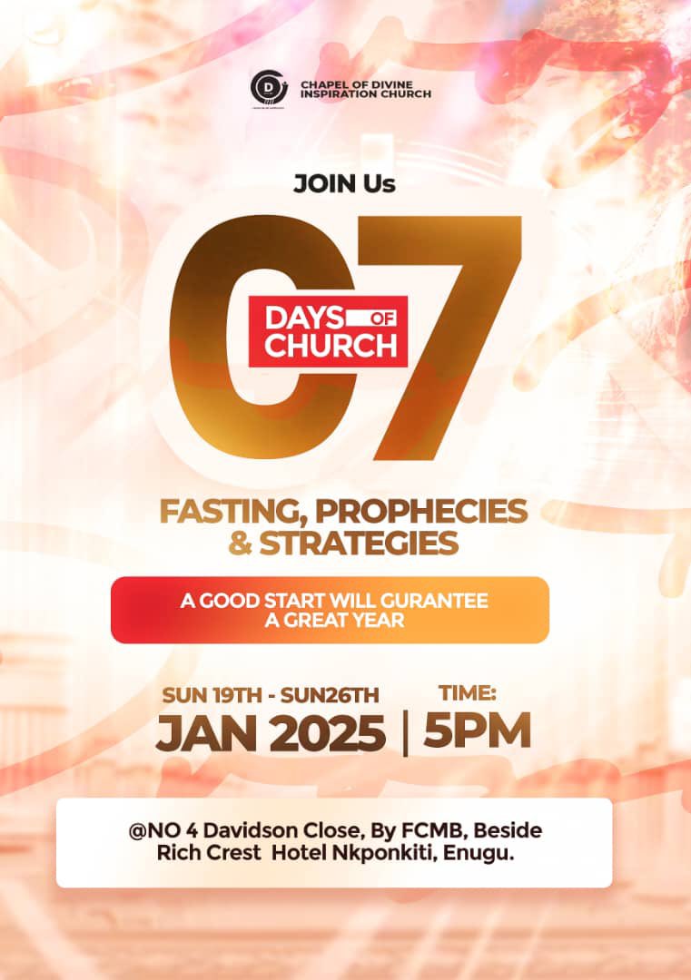 CdiChurch's tweet photo. GET READY!! 7 DAYS OF CHURCH IS JUST AROUND THE CORNER!
Our annual empowerment program is back! This is the time when we gather to pray and receive divine guidance for the year ahead. https://t.co/984HRcW3In
