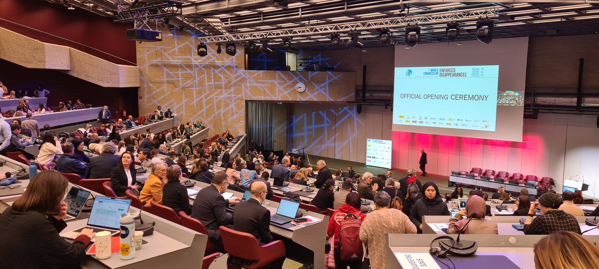 Room fully packed for the opening ceremony of the First World Congress on #Enforceddisappearances. 15-16 January/Geneva