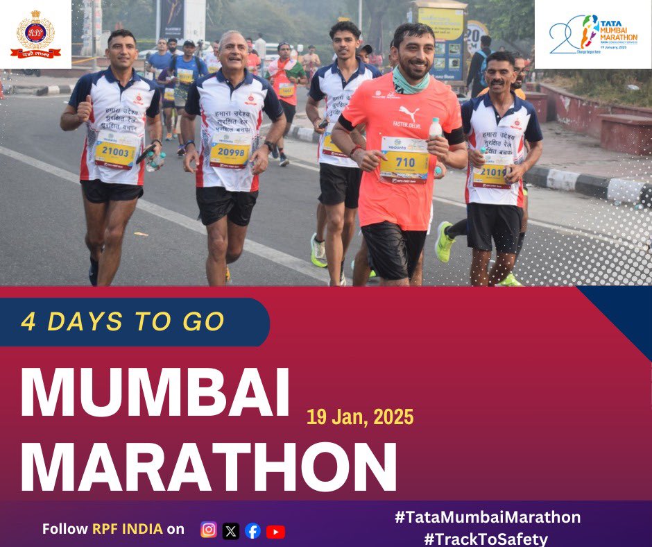 RPF_INDIA's tweet photo. It's more than a marathon—it's a mission to ensure safer tracks! 🚆
@RPF_INDIA is dedicated to saving lives and ensuring #SafetyOnTracks.

Join us at the #MumbaiMarathon to raise awareness and support this vital cause. Together, we can make a difference! 

#TMM2025 #RPFMumbai #TataMumbaiMarathon #TrackToSafety #StaySafe @RailMinIndia @TataMumMarathon @RPFCR @rpfwr1 @ManojYadava_IPS @RailMinIndia @AshwiniVaishnaw