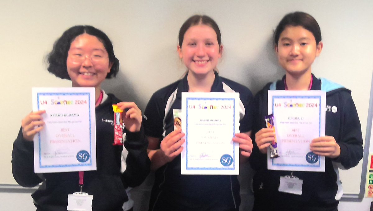 SG_STEM's tweet image. Congratulations to Madeleine, Ayako and Droma for their outstanding work with their U4 Projects.