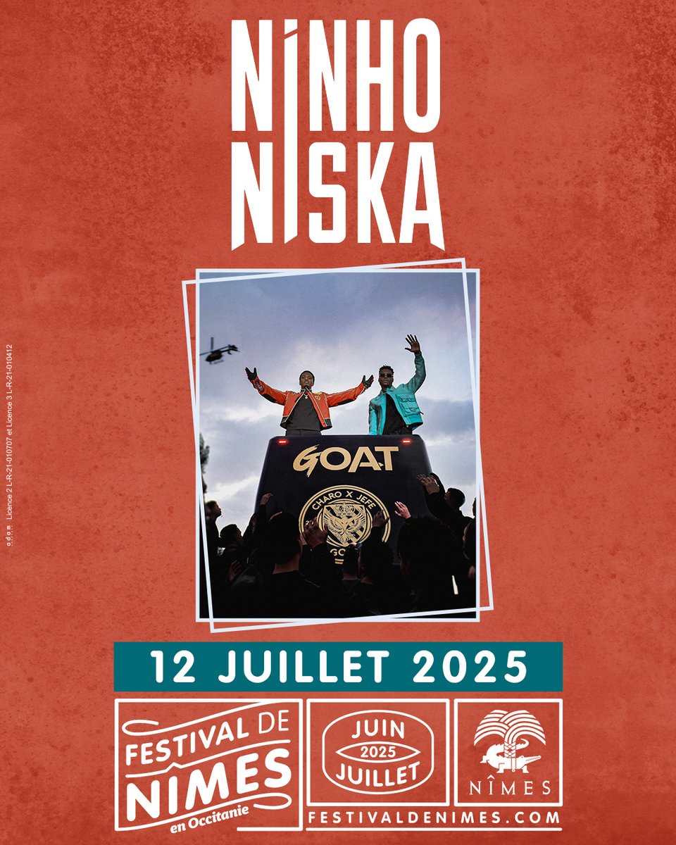 .<a href="/ninhosdt/">NINHO SDT</a> &amp; <a href="/Niska_Officiel/">NISKA 🦅</a> seront au #FestivaldeNîmes le Samedi 12 Juillet 2025 💥

🎟️ Prévente exclu demain à 10h00 sur festivaldenimes.com